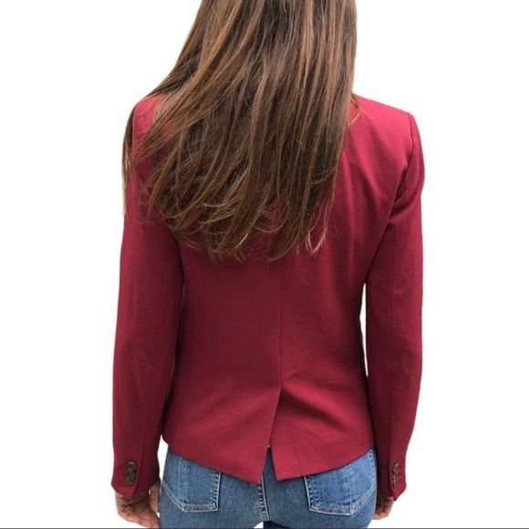 J Crew Schoolboy Jacket Blazer Two Button Lined Notch Lapel Maroon Burgundy Red - Picture 3 of 13